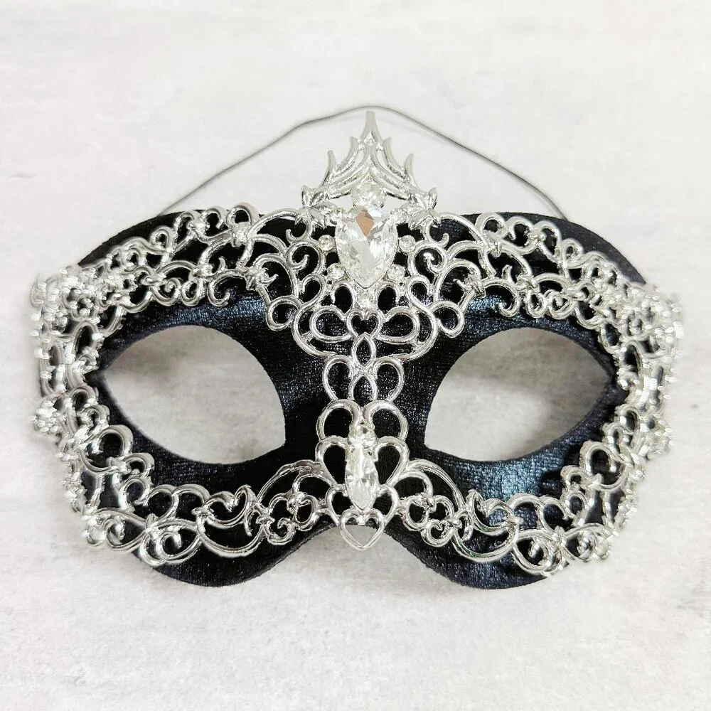 2 in 1 black mask, Masquerade party wedding, silver masquerade mask, Party mask